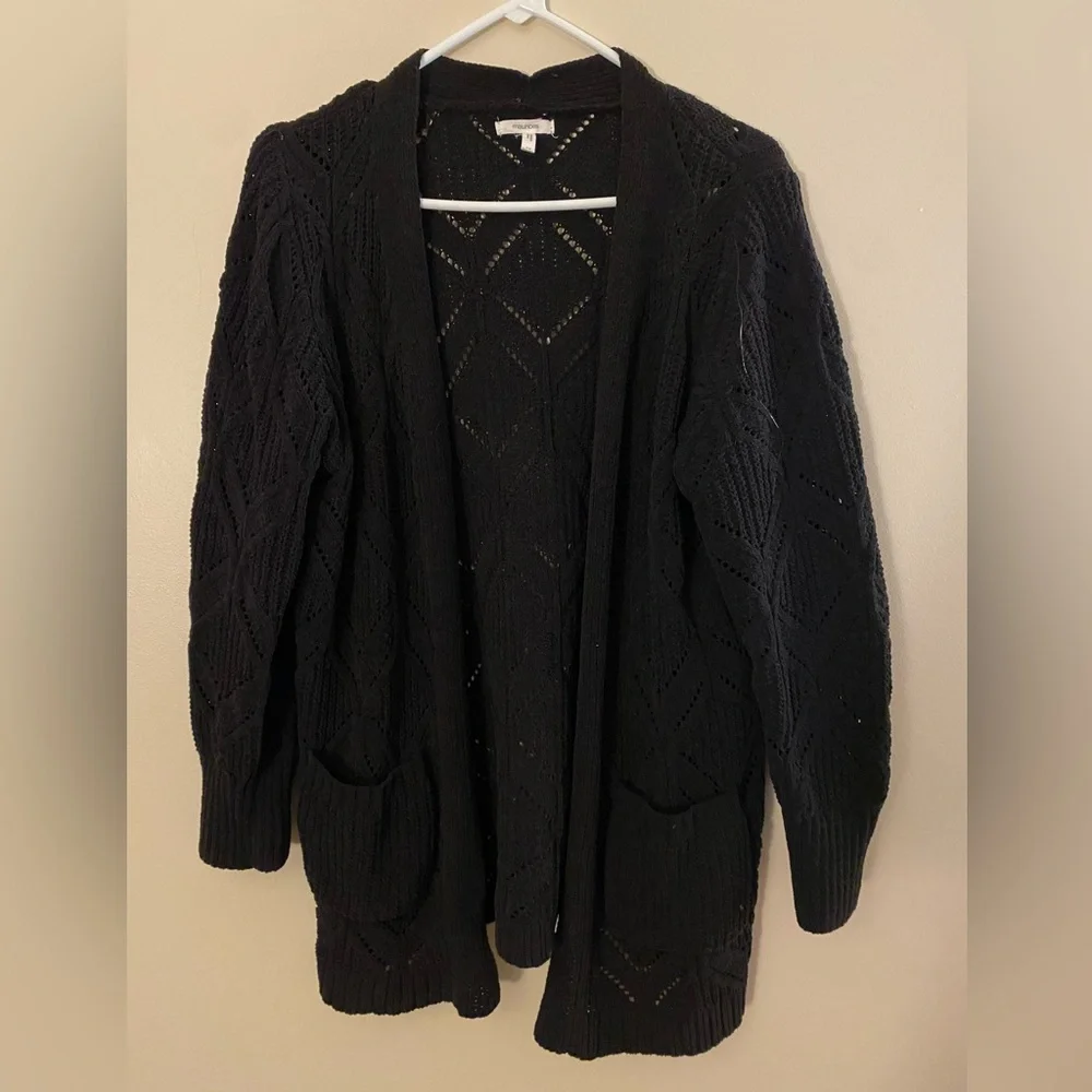 Maurices Black Open Knit Cardigan - Picture 1 of 3